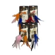 PI- Silverline Woody Cat Toy With Purple and Red Feather
